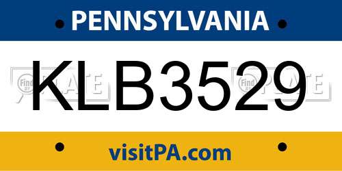 KLB3529 Pennsylvania License Plate