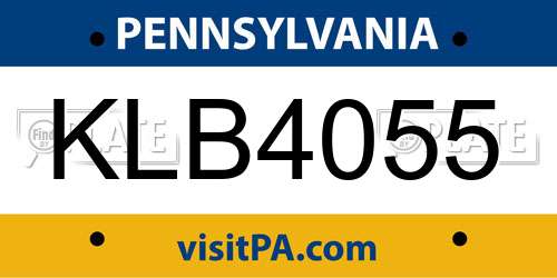KLB4055 Pennsylvania License Plate