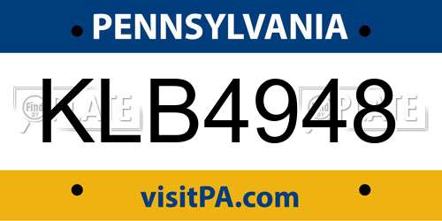 KLB4948 Pennsylvania License Plate