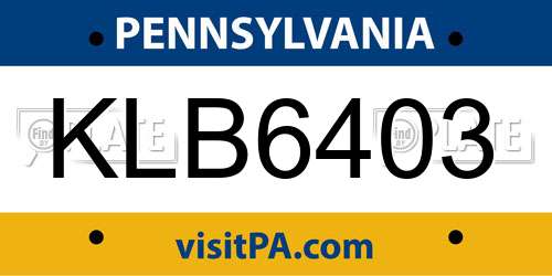 KLB6403 Pennsylvania License Plate