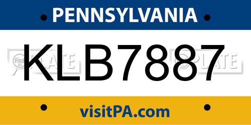 KLB7887 Pennsylvania License Plate