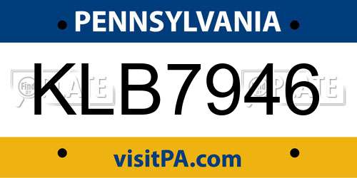 KLB7946 Pennsylvania License Plate