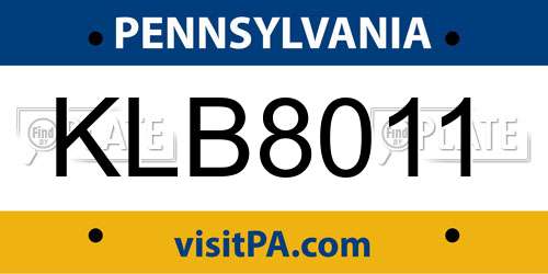 KLB8011 Pennsylvania License Plate
