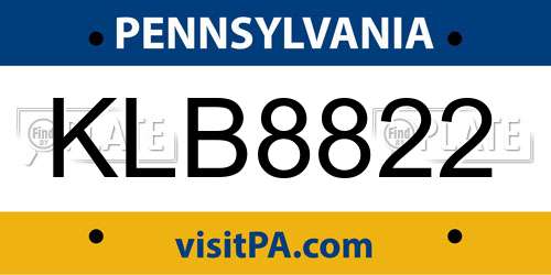 KLB8822 Pennsylvania License Plate