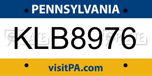 KLB8976 Pennsylvania License Plate