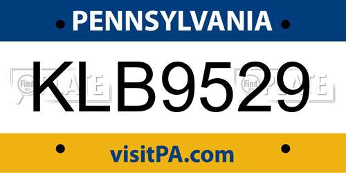 KLB9529 Pennsylvania License Plate