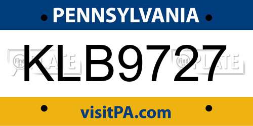 KLB9727 Pennsylvania License Plate