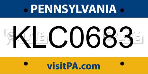 KLC0683 Pennsylvania License Plate