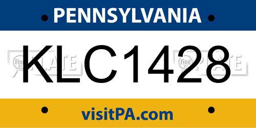 KLC1428 Pennsylvania License Plate