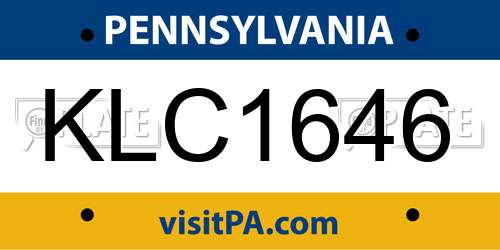 KLC1646 Pennsylvania License Plate