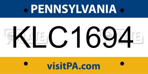 KLC1694 Pennsylvania License Plate