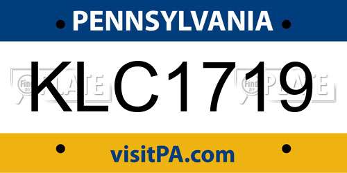 KLC1719 Pennsylvania License Plate
