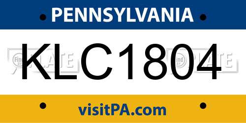 KLC1804 Pennsylvania License Plate