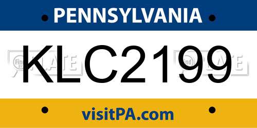 KLC2199 Pennsylvania License Plate