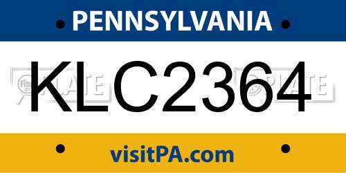 KLC2364 Pennsylvania License Plate