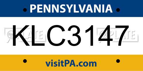 KLC3147 Pennsylvania License Plate