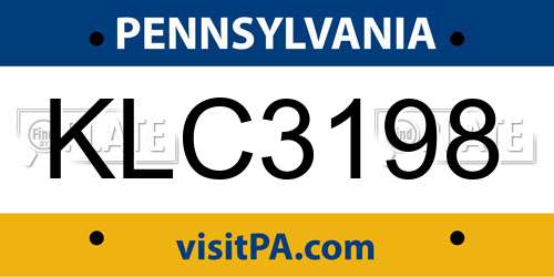 KLC3198 Pennsylvania License Plate