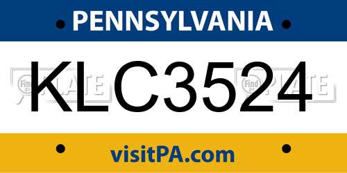 KLC3524 Pennsylvania License Plate