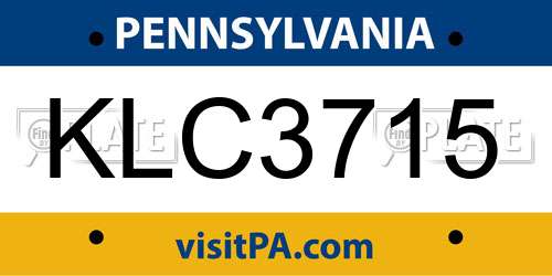 KLC3715 Pennsylvania License Plate