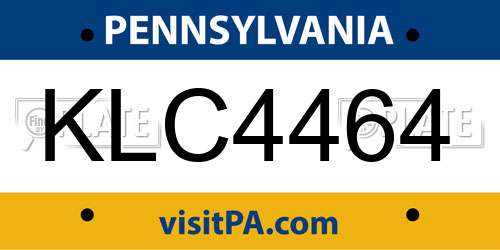 KLC4464 Pennsylvania License Plate