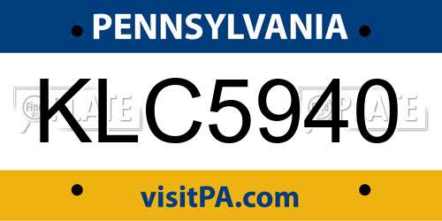 KLC5940 Pennsylvania License Plate