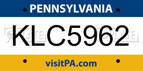 KLC5962 Pennsylvania License Plate
