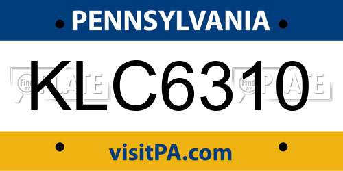 KLC6310 Pennsylvania License Plate