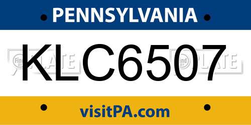 KLC6507 Pennsylvania License Plate
