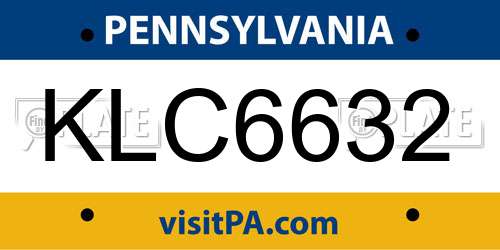 KLC6632 Pennsylvania License Plate