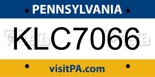 KLC7066 Pennsylvania License Plate
