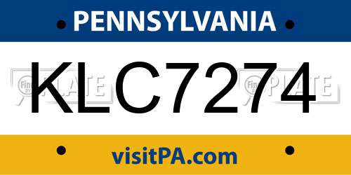 KLC7274 Pennsylvania License Plate