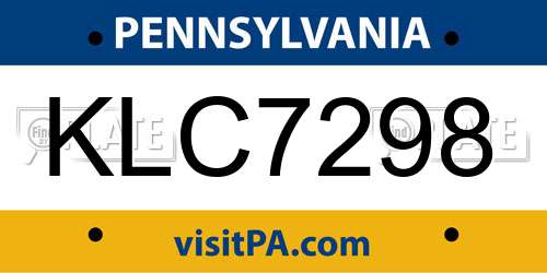 KLC7298 Pennsylvania License Plate