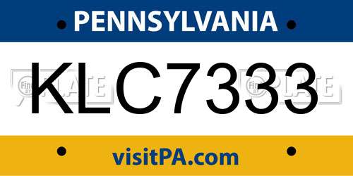 KLC7333 Pennsylvania License Plate