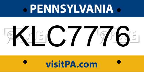 KLC7776 Pennsylvania License Plate