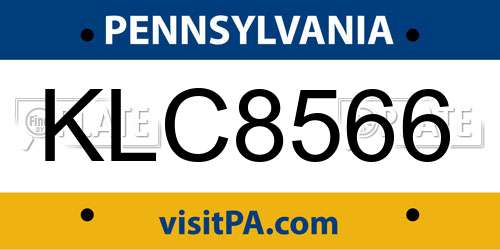 KLC8566 Pennsylvania License Plate
