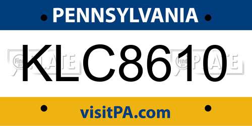 KLC8610 Pennsylvania License Plate