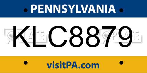 KLC8879 Pennsylvania License Plate