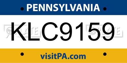 KLC9159 Pennsylvania License Plate