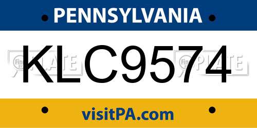 KLC9574 Pennsylvania License Plate