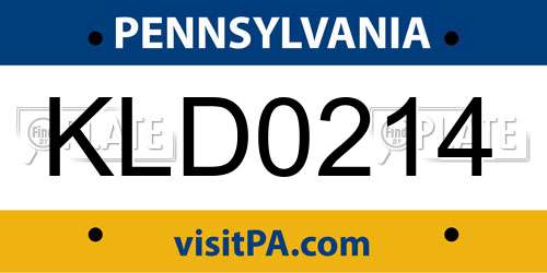KLD0214 Pennsylvania License Plate