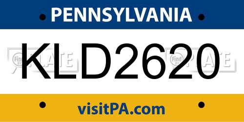 KLD2620 Pennsylvania License Plate