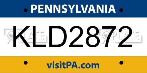KLD2872 Pennsylvania License Plate