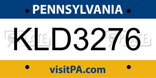 KLD3276 Pennsylvania License Plate