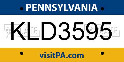 KLD3595 Pennsylvania License Plate