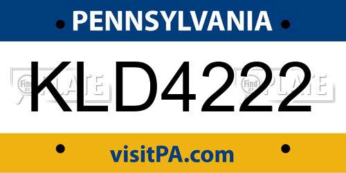 KLD4222 Pennsylvania License Plate