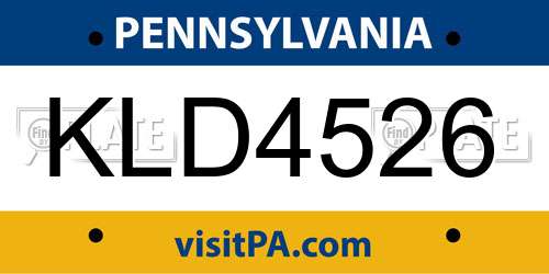KLD4526 Pennsylvania License Plate
