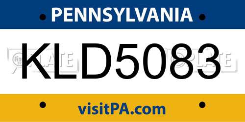 KLD5083 Pennsylvania License Plate