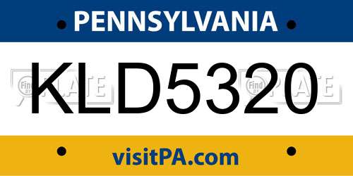 KLD5320 Pennsylvania License Plate