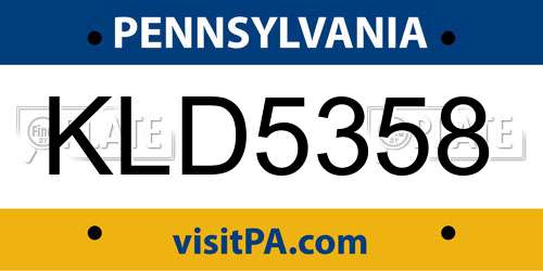KLD5358 Pennsylvania License Plate