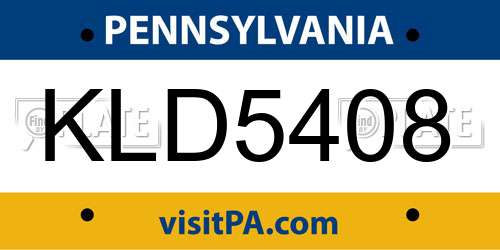 KLD5408 Pennsylvania License Plate